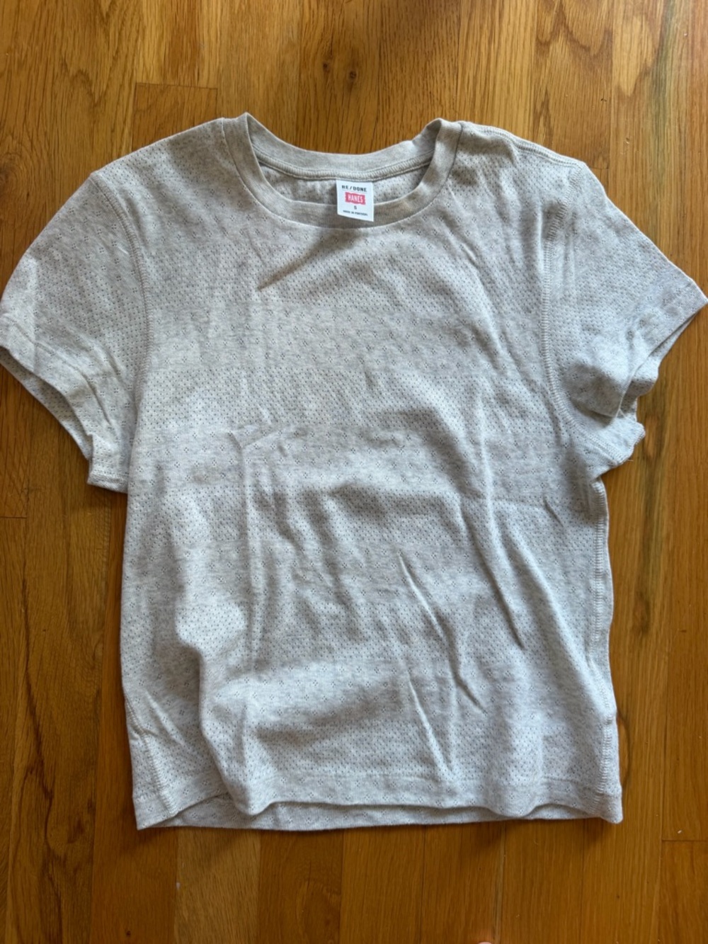 Re/Done Short Sleeve Pointelle Baby Tee